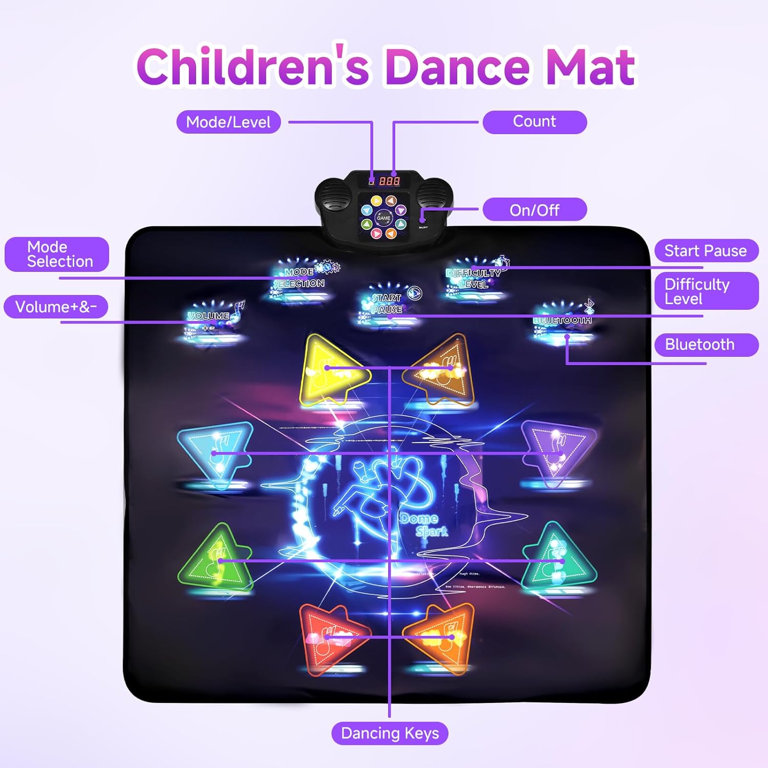 Wireless Bluetooth Dance Mat | Built-in Music 8 Games 3 Levels | Gifts for Kids Birthday Christmas Children's Day | Boys Girls 3-15 Years Old - Image 3