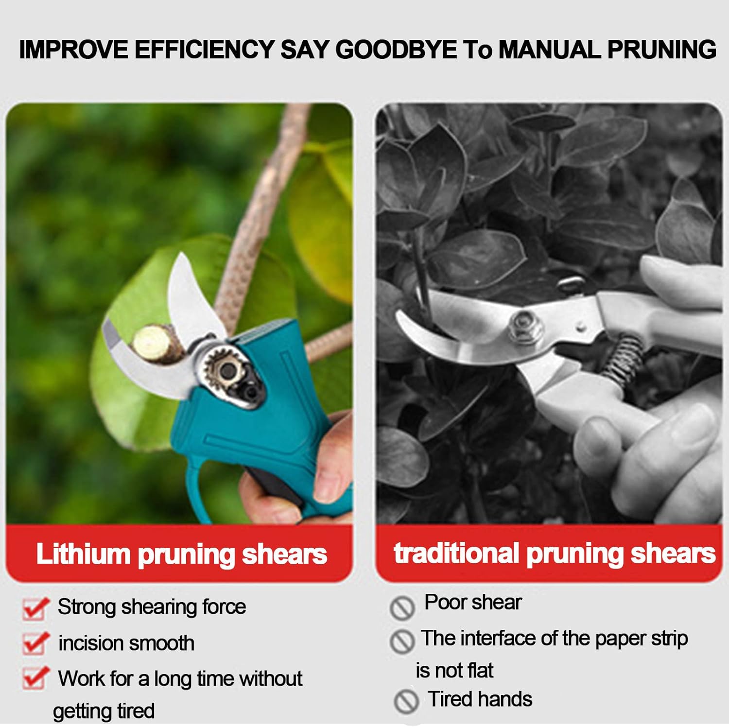 Cordless Electric Pruning Shears,Tree Branch Pruner,Electric Pruning Shears,Electric Scissors,Cutting Diameter 30mm with Lithium Batteries,Garden Tree Trimmer,2*Battery