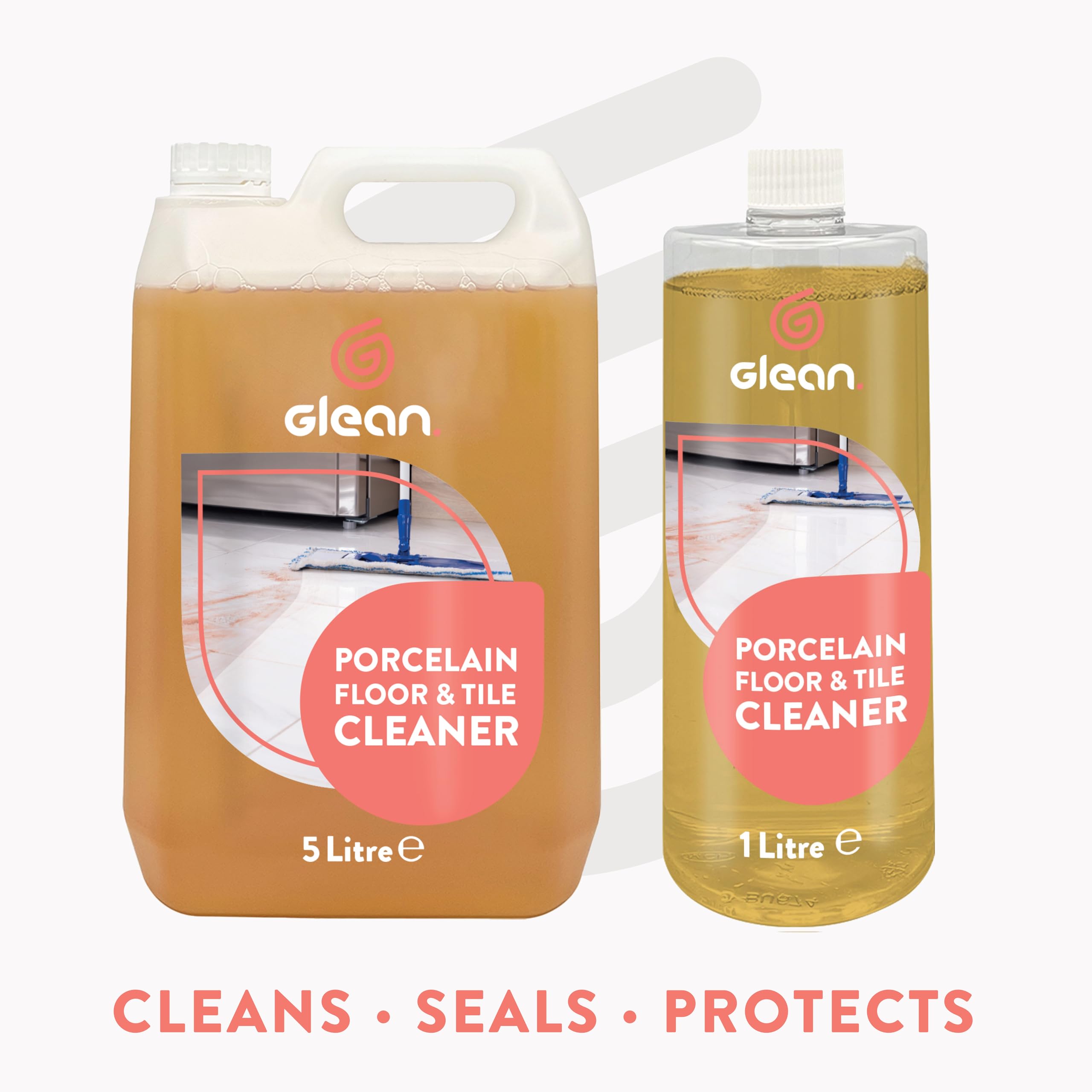 GLEAN Limpiador de Porcelana y Azulejos | PH Neutro | Limpiador Sin Aclarado Fácil de Cuidar | Para Superficies de Porcelana, Cerámica, Pulidas y Sin Pulir | Usos en Interiores y Exteriores 5 Litro