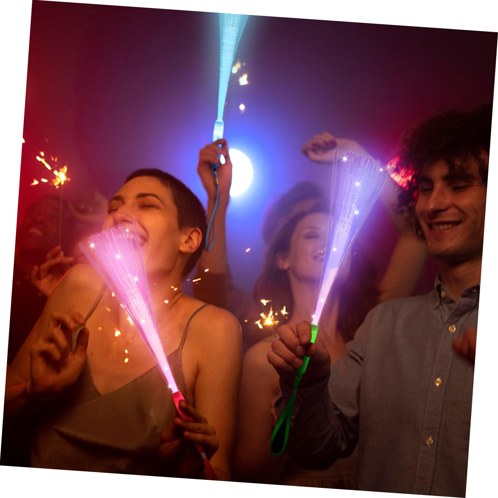 YARNOW 24 Pcs Optic Wands Glow Dark Party Favors for Birthday Halloween and Christmas Celebrations Flexible and Bendable LED Light Up Decorations