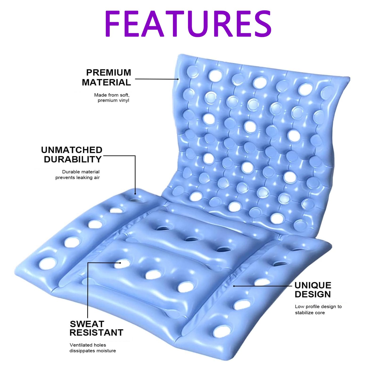 Protector de colchón antiescaras, cojín inflable con bomba de mano, alivio de úlceras por presión, ideal para silla de ruedas, avión, coche, oficina