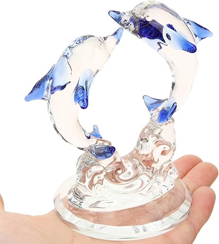 Miniatura 9 de PRETYZOOM Figura de delfín de cristal, adorno de escritorio para interiores, escultura artística de delfín para vivir, estudio, decoración de bar,