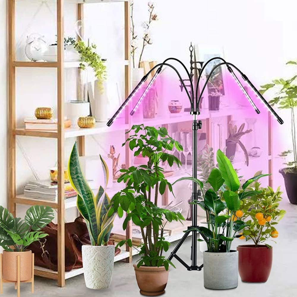 LED Floor Grow Lights, 4-Head LED Grow Light with Stand for Indoor ...