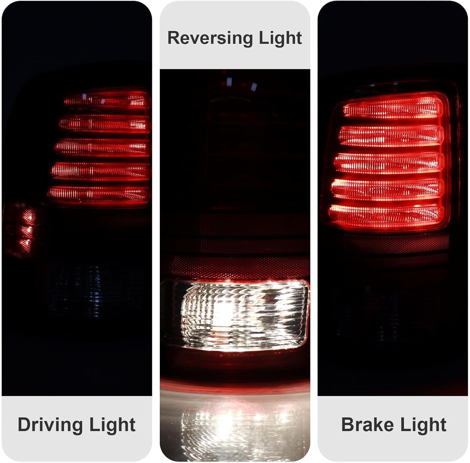 LED Tail Lights Assembly Compatible with 2013-2018 Dodge Ram 1500 2500 3500 Sport, Rear Light Taillights Replacement # 68093081AB 68093081AC (Black Border)