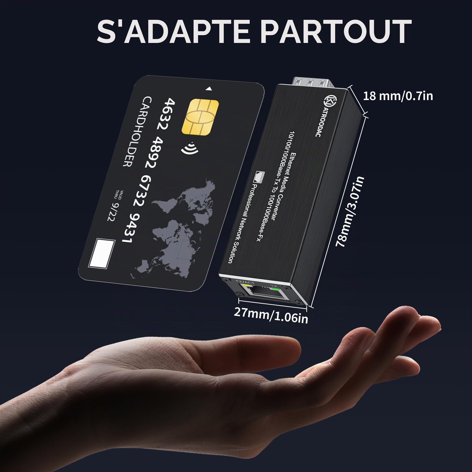 1 paire de convertisseurs médias Gigabit fibre optique Ethernet Fibre optique Bidi Single-Mode LC Module émetteur-récepteur à port unique 1310/1550 nm, 20 km, 1,25 G SFP Slot vers RJ45,