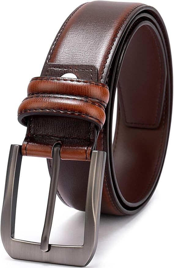 beltox fine Mens Casual Leather Jeans Belts 1 1/2 Wide 4MM Thick Alloy Prong Buckle Work Dress Belt for Men