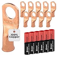 Vista 459 de SELTERM - 2 terminales de anillo resistentes para cable de batería, calibre 4 AWG, pernos de 3/8 pulgadas, terminales de calibre 4, ojales de cobre