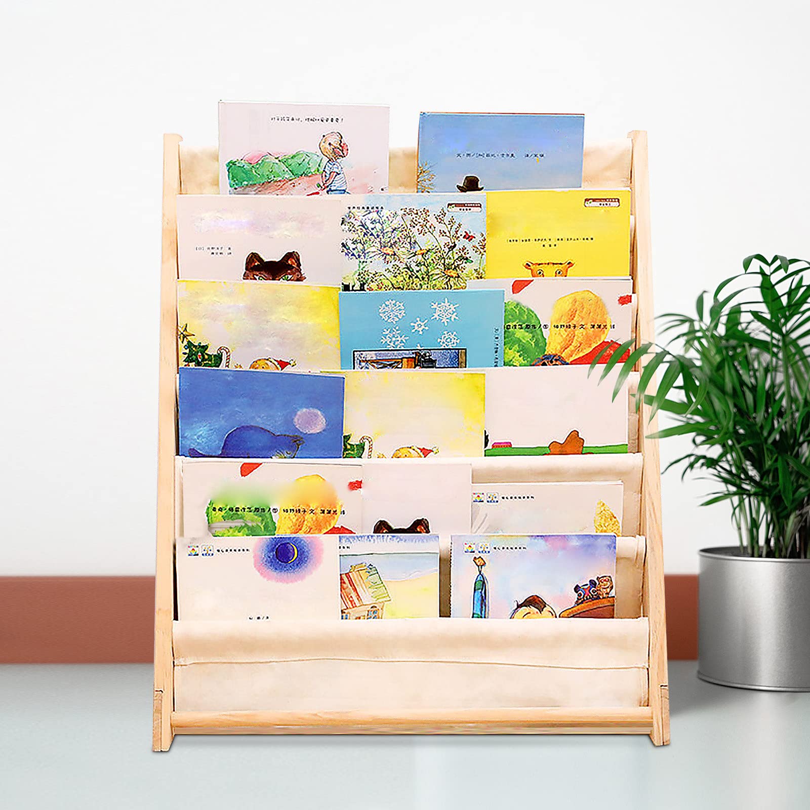 Wooden Kids Bookshelf, 6 Tier Storage Bookshelf for Kids, Floor Standing Children Book&Magazine Shelf Rack Organizer for Playroom and Children Room