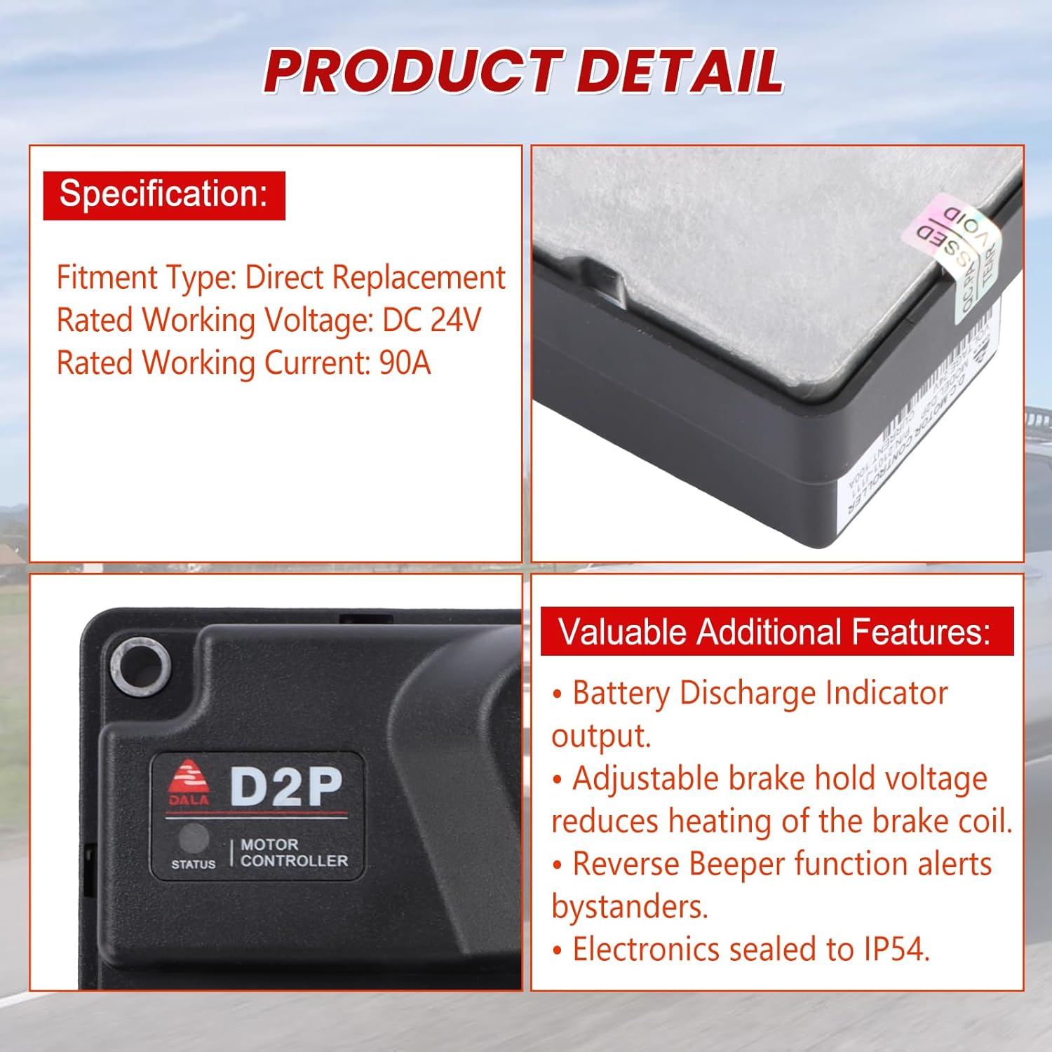 Kessocco 1212P-2501 DC 24V 90A Motor Controller Brush Permanent Magnetism D2P Permanent Magnet Motor Speed Controller for Curtis and Forklift