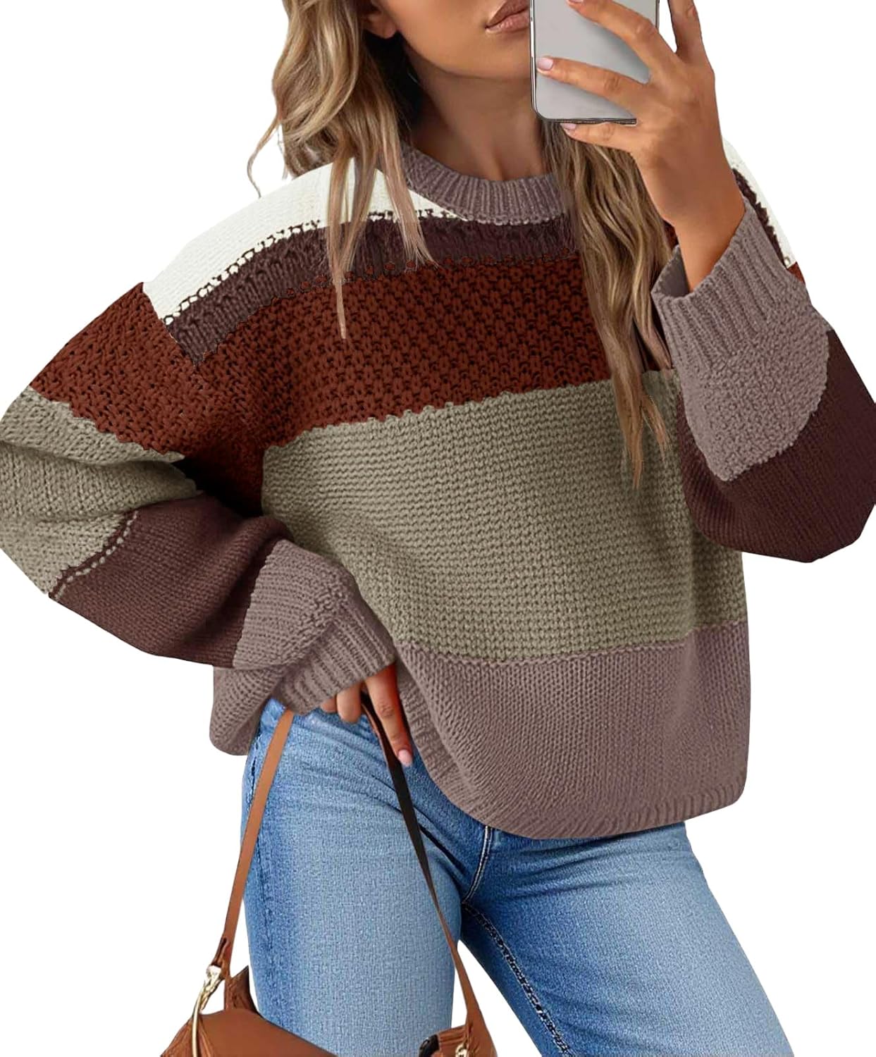 Womens Oversized Sweaters Cable Knit Crewneck Tops Long Sleeve Casual Outfits Winter 2025