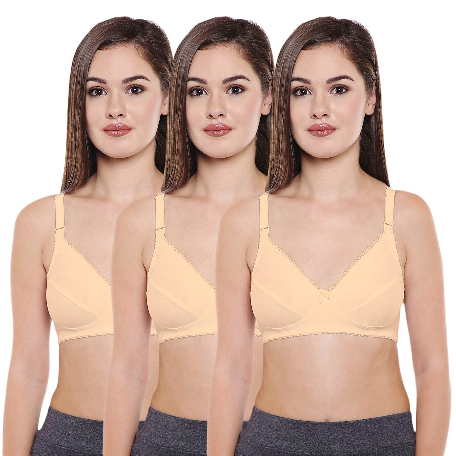 Women's Maternity/Feeding Bra - Skin, 38 ( Pack of 3 )-image-0