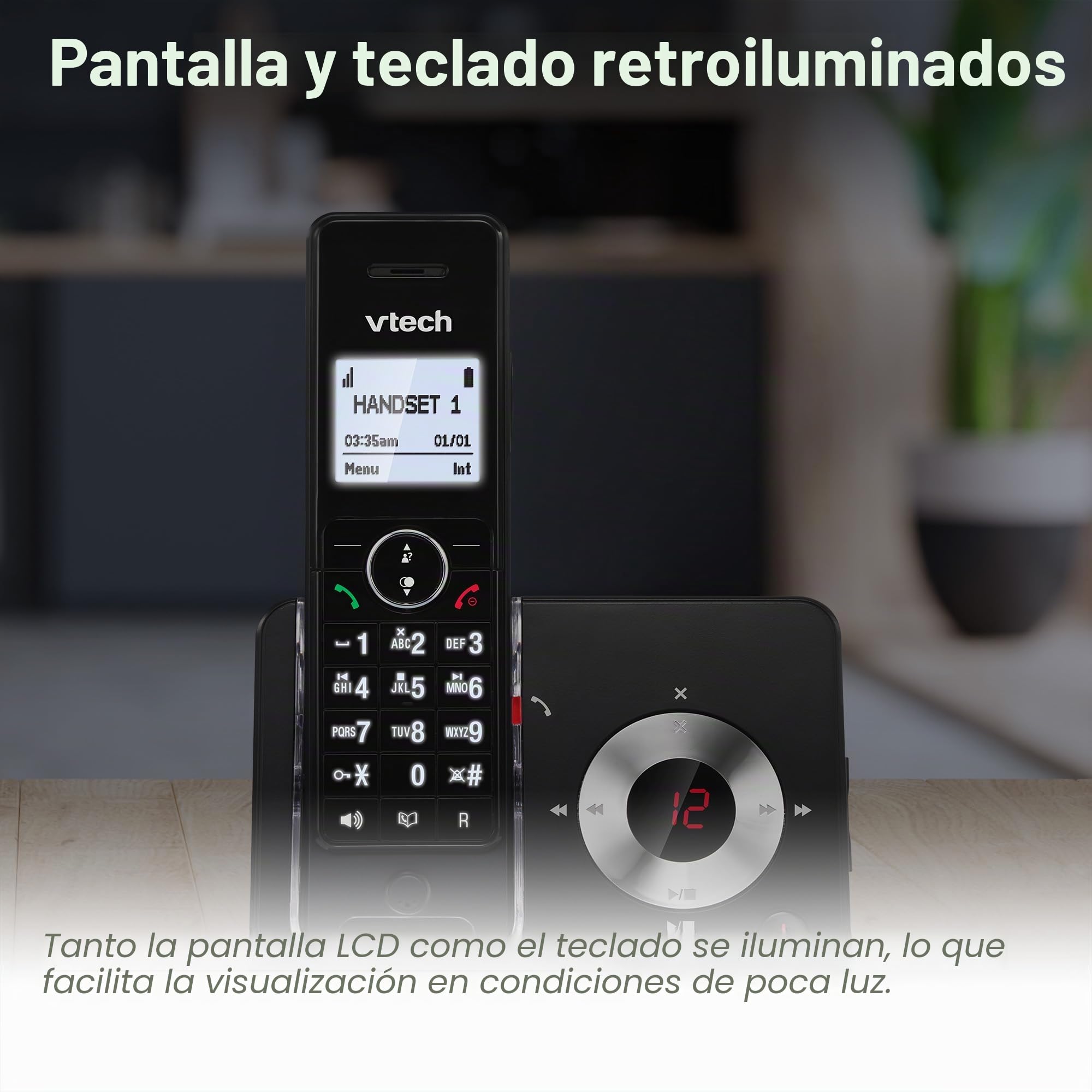 VTech MS3050 - Teléfono Fijo Inalámbrico DECT Con Bloqueo de Llamadas, Contestador, Identificación de Llamada, Amplificador de Volumen, Altavoz Manos Libres y Marcación Rápida