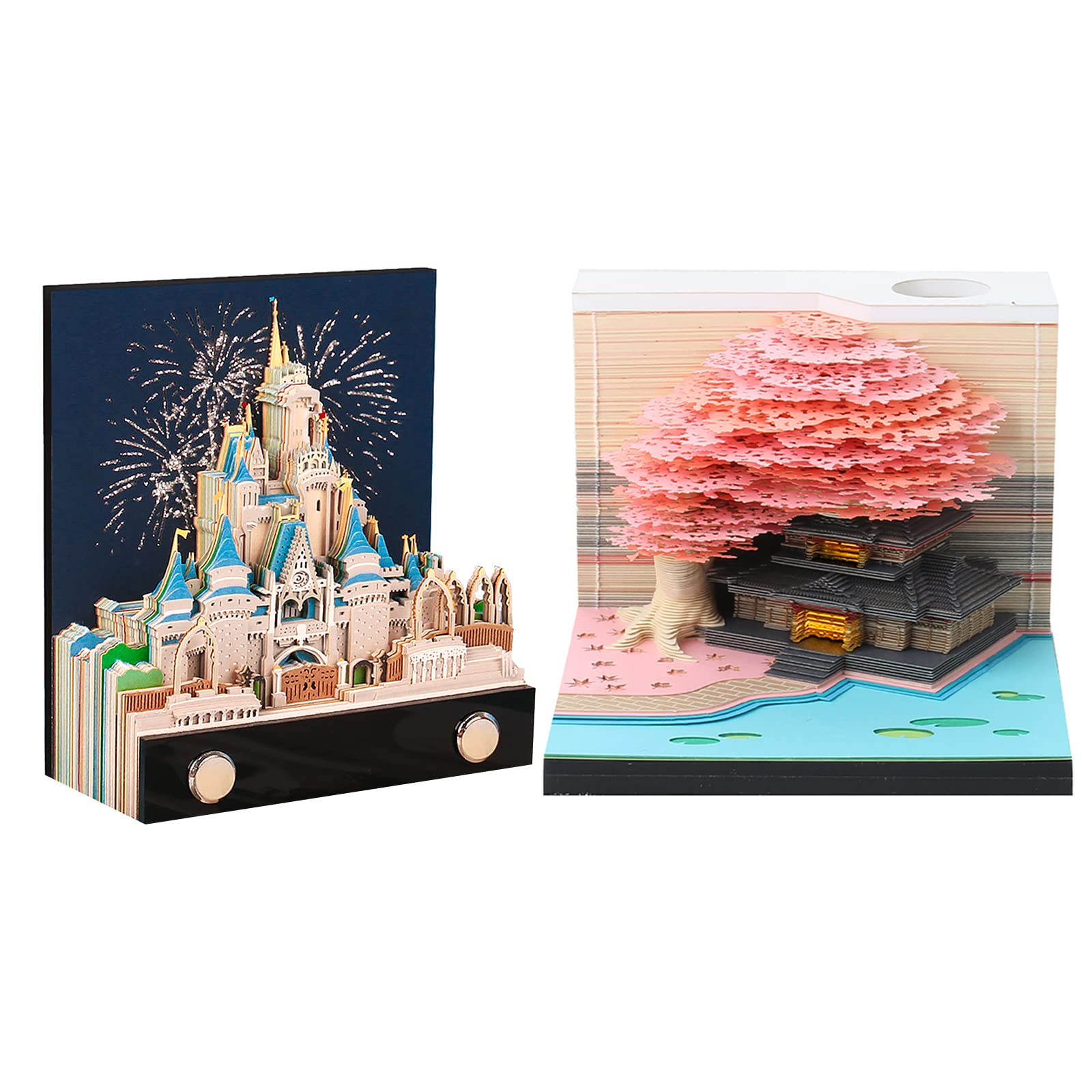 Fantasy Castle Notepad Non-Stick Sticky Note Pad,Paper Art Marriage Tree 3D Memo Pad DIY Creative Gift