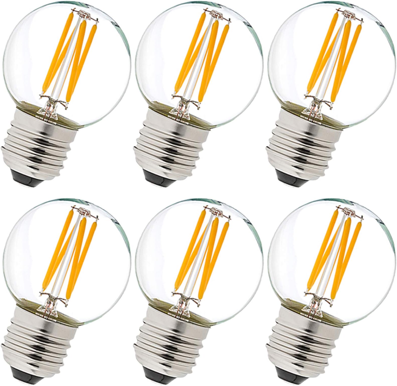 LiteHistory Dimmable E26 Edison Bulb G16.5 Light Bulb 6W Equal 60 watt Light Bulb AC120V Warm 2700K E26 led Bulb for Pendant,Chandeliers,Vanity,Wall sconces Edison Light Bulbs 60 Watt 600lm 6Pack