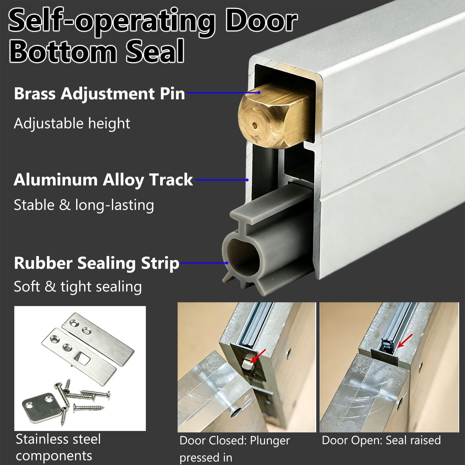 Burlete Automático, Sello Oculto Inferior Para Puerta | Tira Silicona Flexible, Hotel, Dormitorio, Sala Reuniones, Puerta Interior, Protección Viento, Reducción Luz