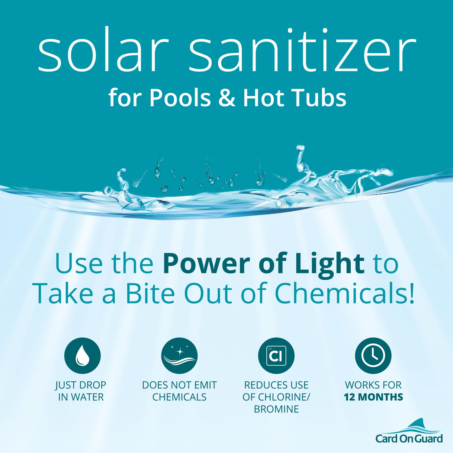 Tubo desinfectante solar para jacuzzis y piscinas, reduce el uso de cloro, bromo en un 50% durante 12 meses, paquete individual para jacuzzis y spas de natación de hasta 10,000 galones