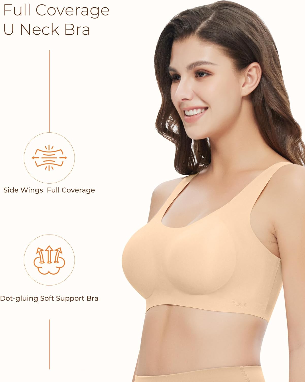 Pullover Wireless Bras for Women, Seamless Full Coverage Comfortable U Neck No Underwire T-Shirt Bra - Image 2