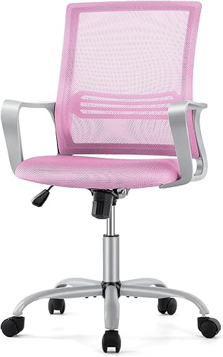 Silla ergonómica de oficina en casa, escritorio de tareas ejecutivas de malla de respaldo medio alto con soporte lumbar, reposabrazos, función de
