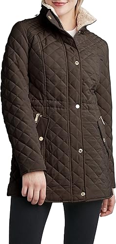 Miniatura 5 de Laundry by Shelli Segal Chaqueta de piel de oveja sintética acolchada 34 con capucha para mujer