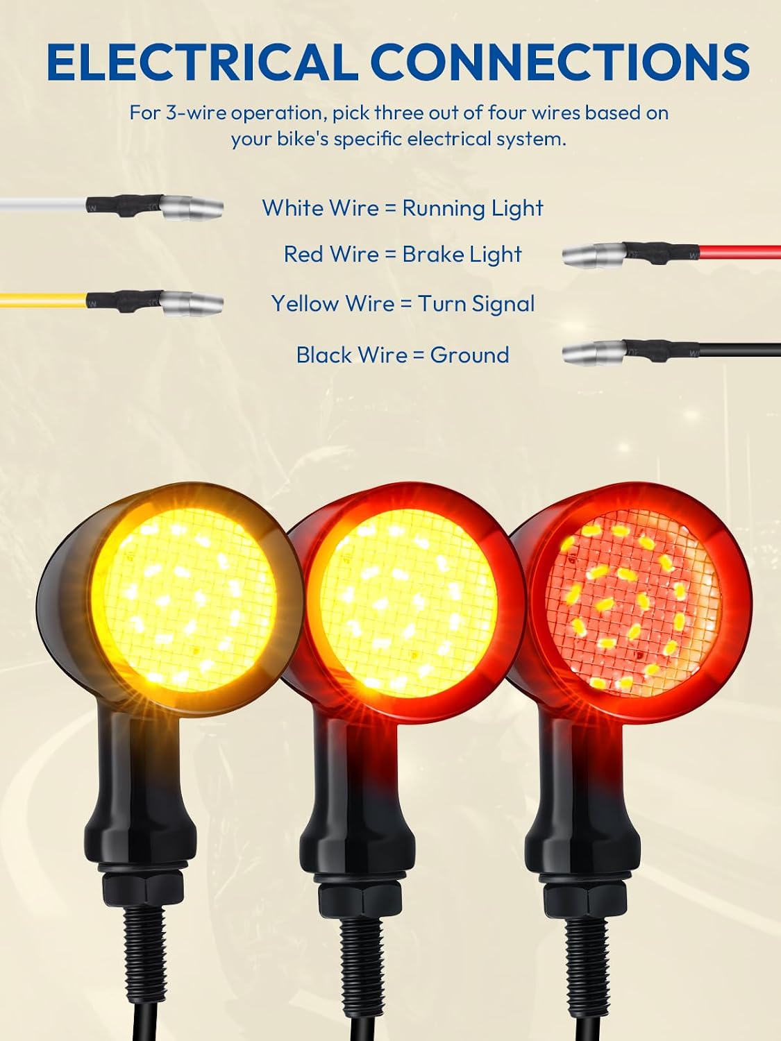 Motorcycle Turn Signals 24 LEDs Rear Turn Signals Fit For Honda Yamaha Suzuki Kawasaki Harley Dyna (Black) (Red and Amber Light)