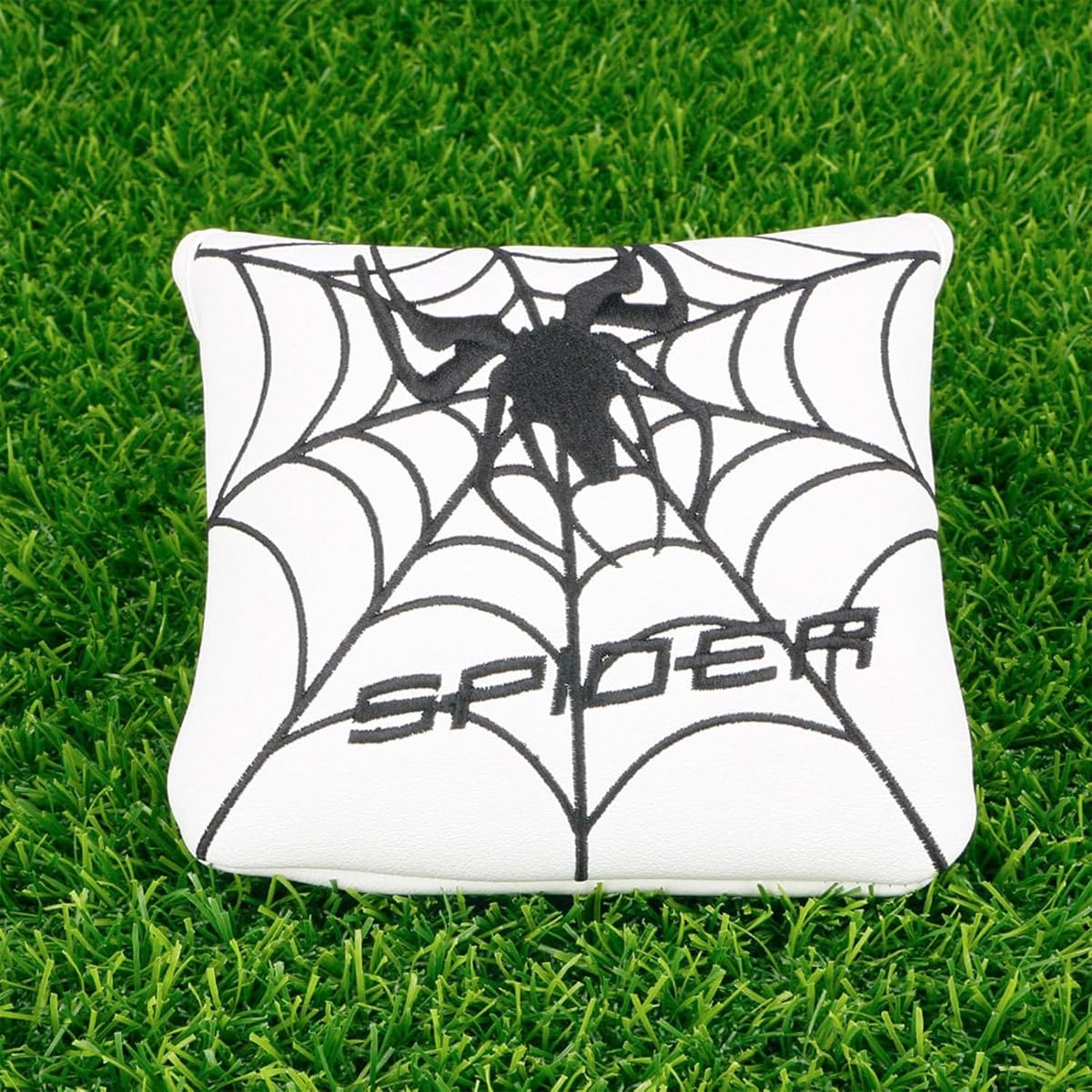 Funda De Cabeza De Putter para Palo De Golf Bordado De Araña Negra Y Roja Funda De Cabeza De Putter De Mazo Cuadrado para Palo De Golf Funda De Cabeza De Putter Magnética para Palo De Golf