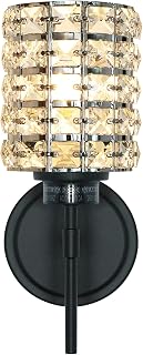 MONKFISH Elegant Chrome Wall Sconce with Glass Shade WS80 Modern Wall Lamp, UL Listed Light Fixture for Bedroom, Bathroom, Living Room, Hallway, Staircase - Contemporary Indoor Lighting(Black)