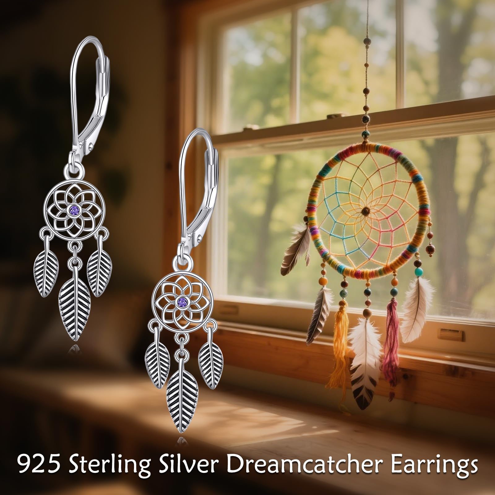 VONALA Orecchini acchiappasogni per donne e ragazze, in argento Sterling con turchese e piume, orecchini pendenti in stile bohémien, gioielli regalo per donne e ragazze