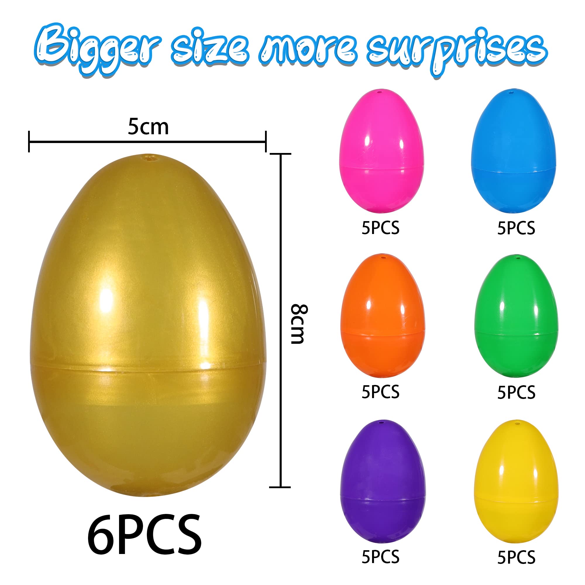 20 Uova Di Plastica Da Riempire Per Pasqua - 6 Colori Vivaci, Riutilizzabili, Ideali Per Caccia Alle Uova E Decorazioni (6x4 Cm) - 3