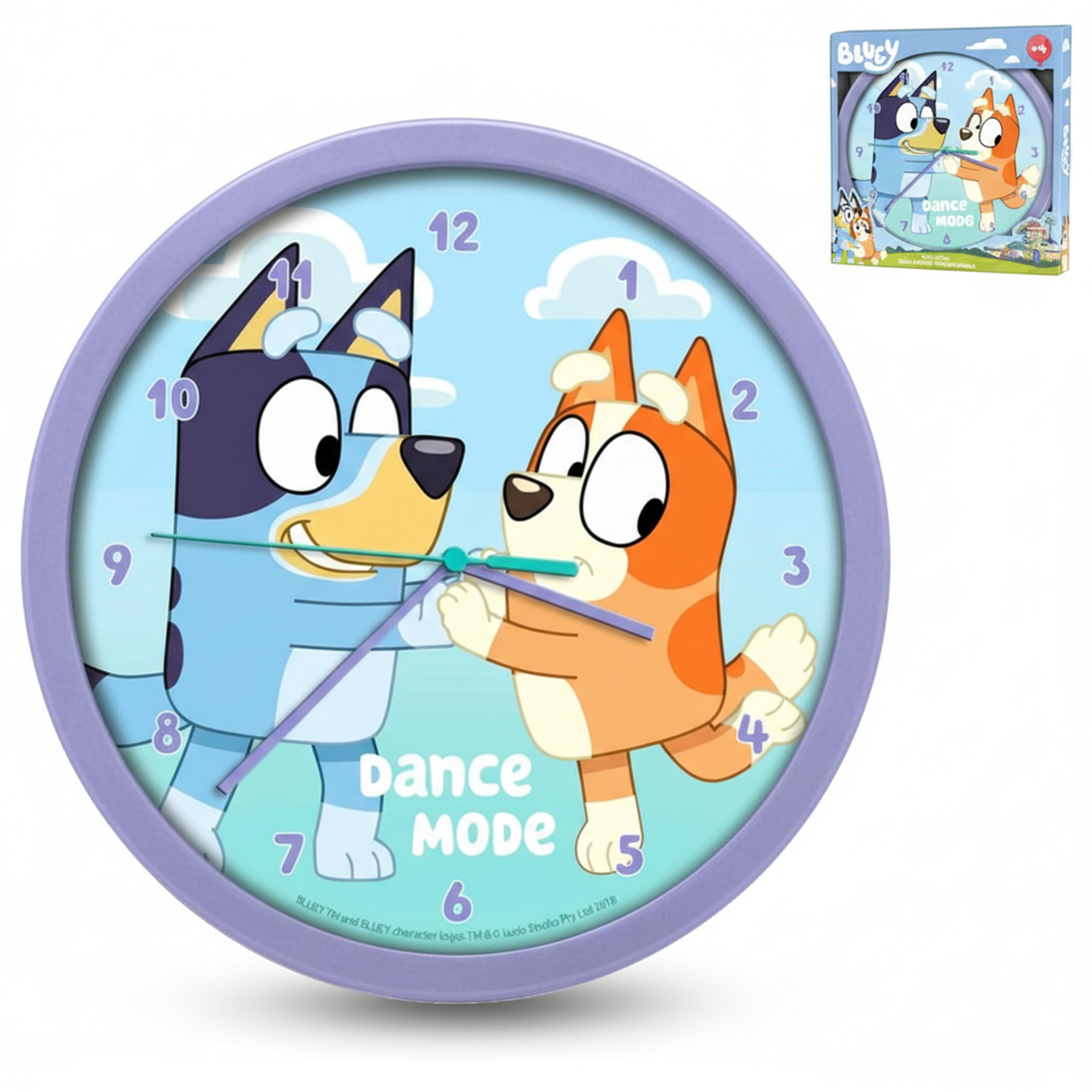 Hovuk Unisex Kids Bluey Wall Clock For Kids 25Cm - Children's Watch Battery Operated, Learning Time Mounted Analog Clock, And Bingo Colorful Clock For Kids Bedroom Gift 3+Years