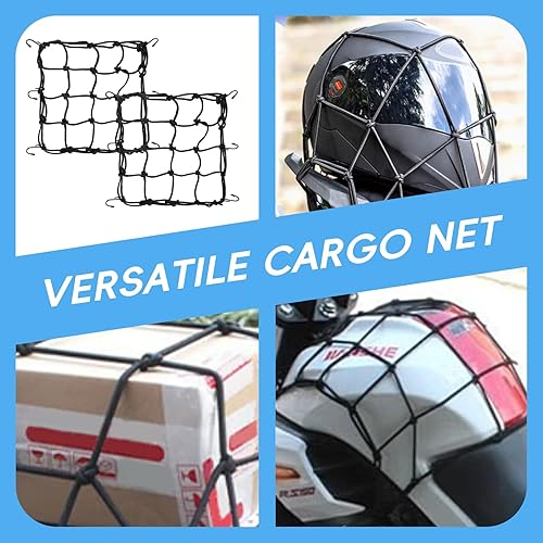 Miniatura 7 de 4 correas de equipaje para motocicleta, 3 correas elásticas de bloqueo para casco de motocicleta y 1 red de carga para motocicleta, cuerdas