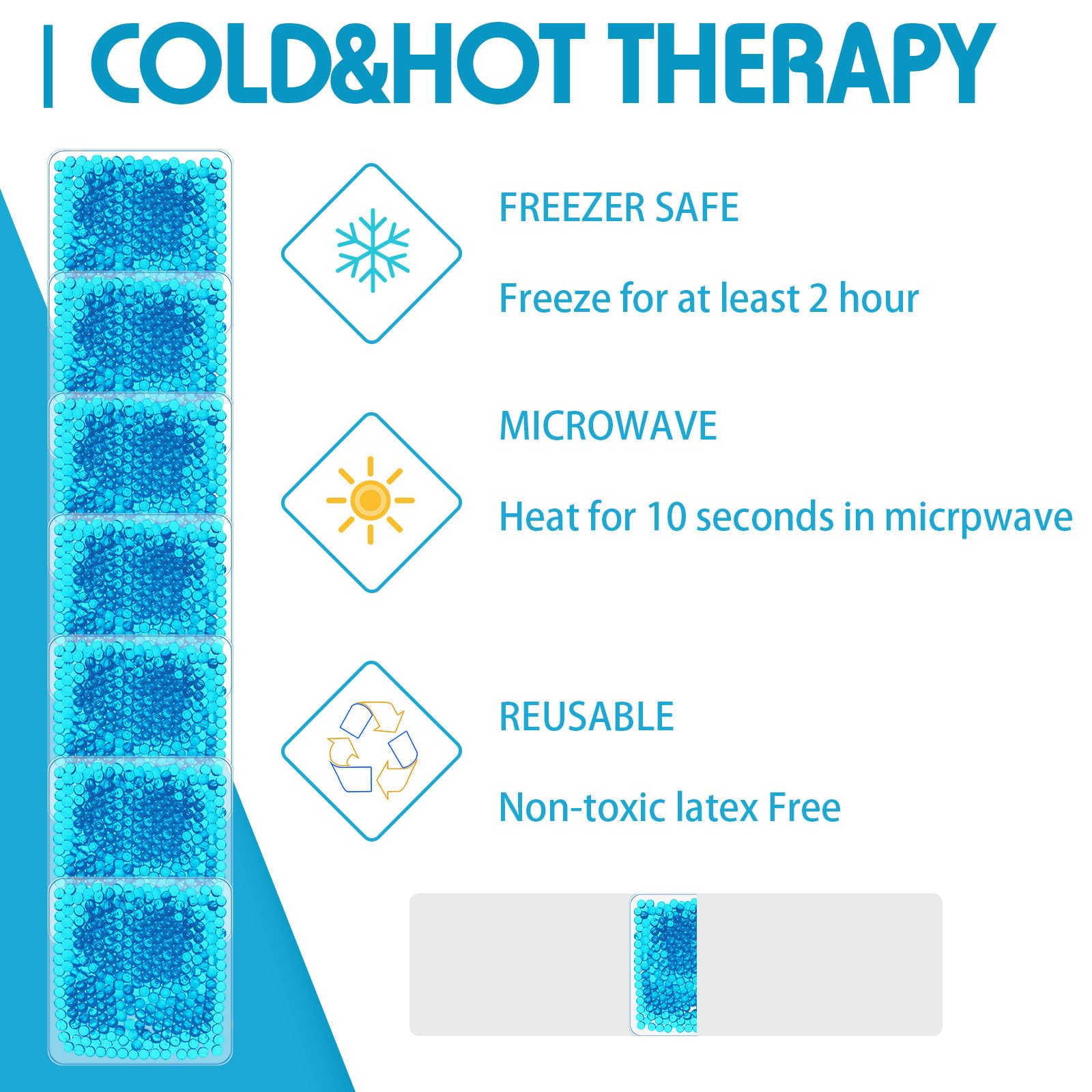 TrelaCo 100 paquetes de hielo de gel, paquetes de repuesto de gel reutilizables, paquetes de hielo caliente flexibles para rodilla, paquetes de hielo reutilizables para aliviar el dolor de ojos, cara,