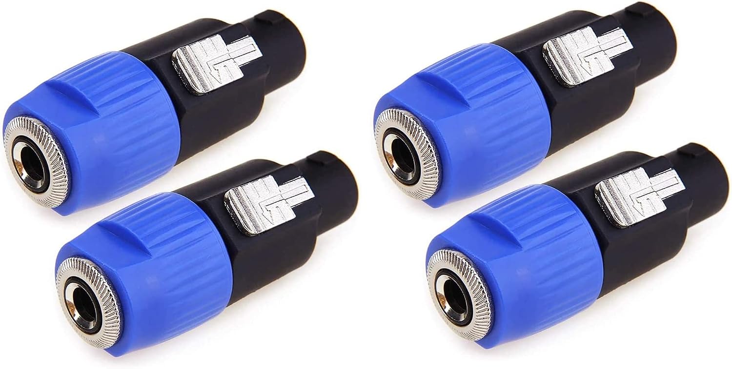 AUDIO 2000'S ACC31A1P2 Speakon Male to 1/4-Inch Female Jack Adapters Converters, Package Including Four Adapters Converters