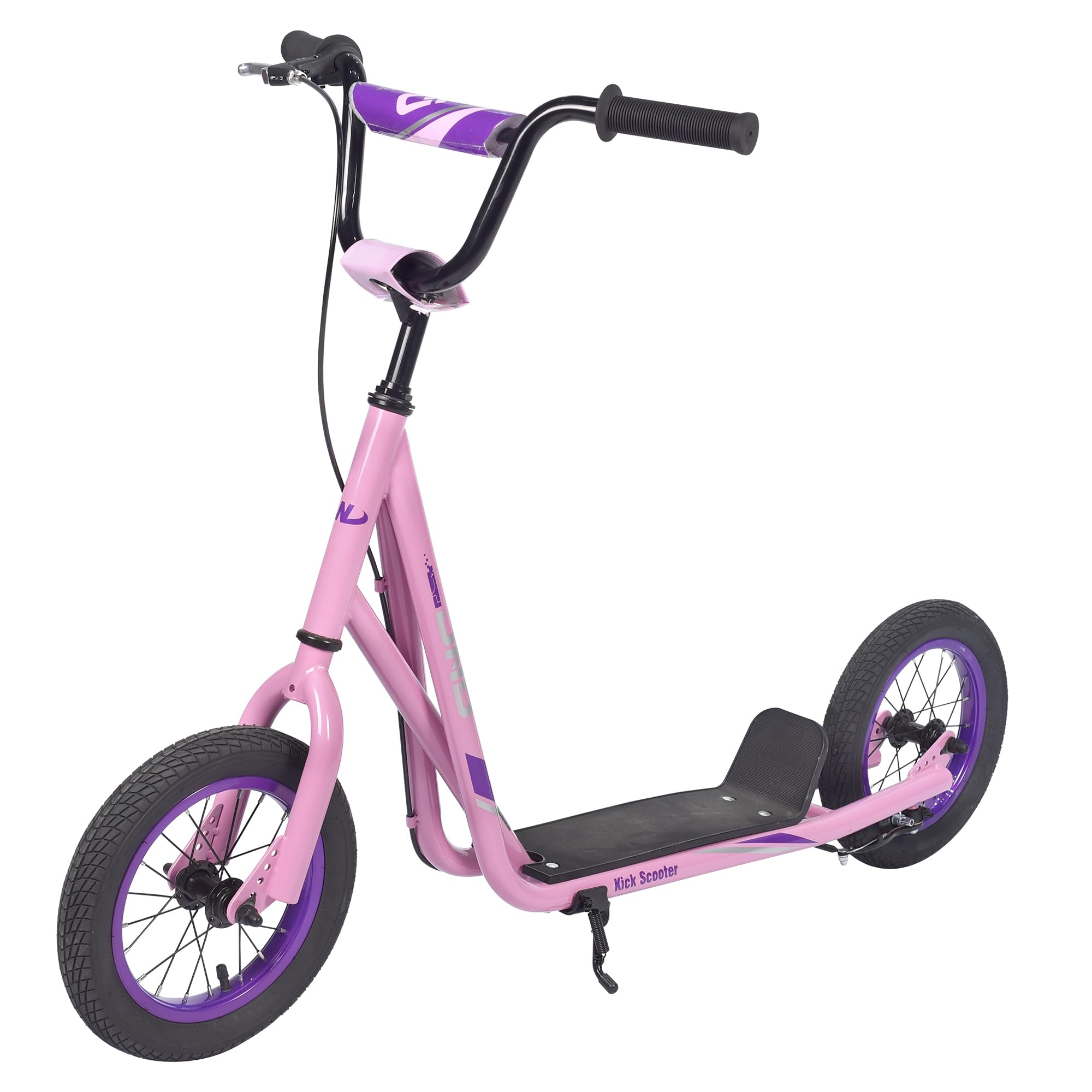 BALINGE 12 Inch Big Wheel Kick Scooter Youth Scooter for Kids/Youth/Adults/Teen 2 * 12" Wheels Ride On Toy for Age 5+，Adjustable Height Scooter for Kids with Rear Steel V Brake，4 Colors