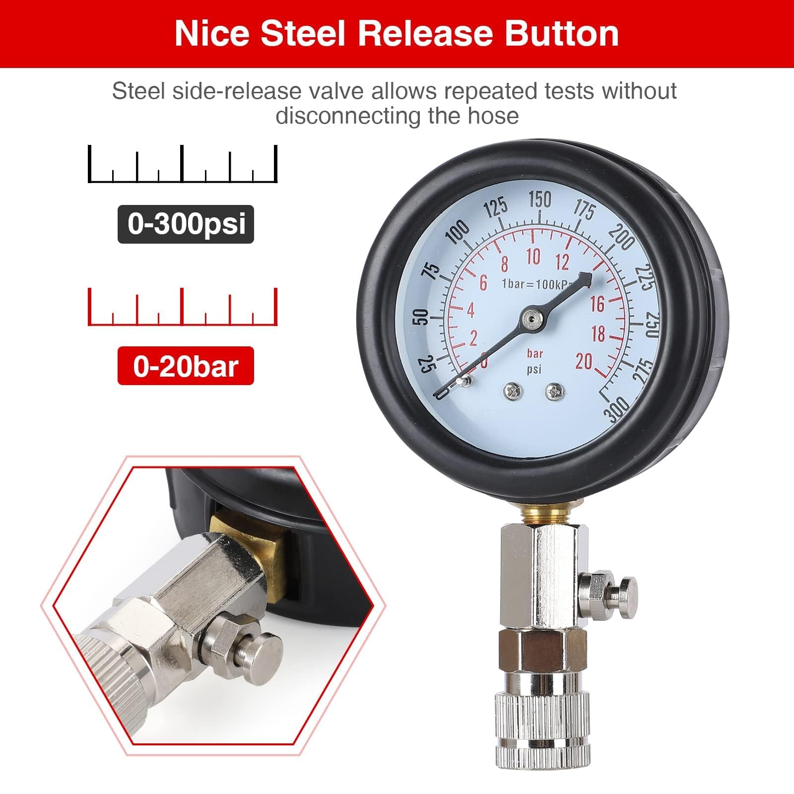 QUNNIE Testeur De Compression, Kit D'outils De Manomètre Pour Tester