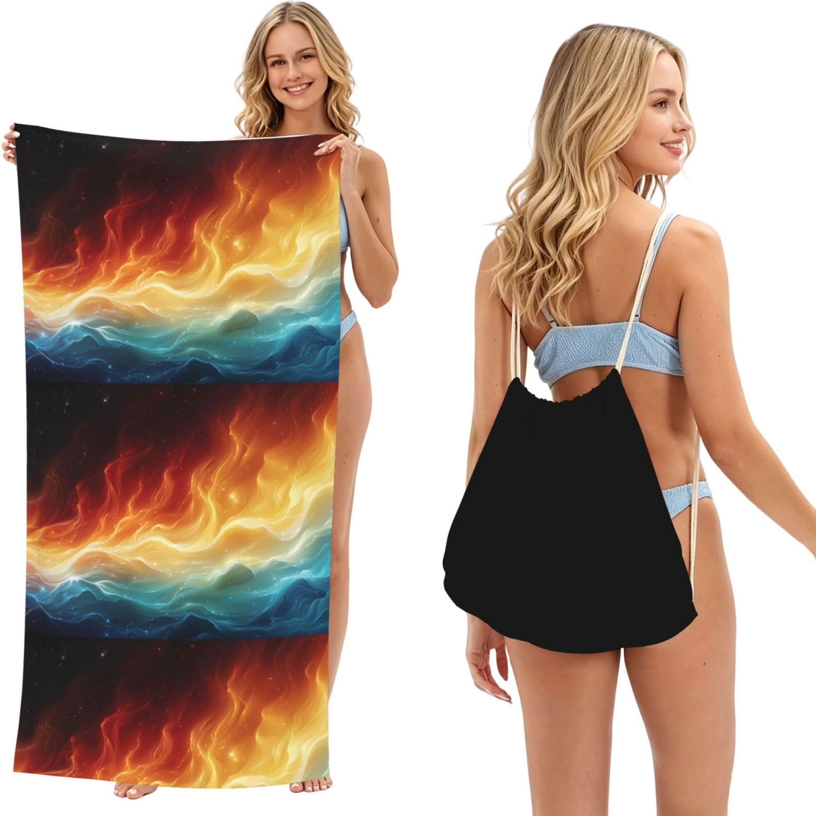 SKGOHLH flame 2in1 Packable Beach Towel Bag Women
