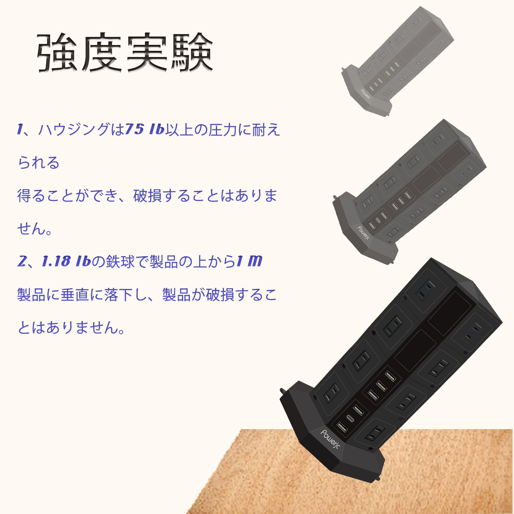 Amazon.co.jp: POWERJC タワー式電源タップ 4層縦コンセント 16AC