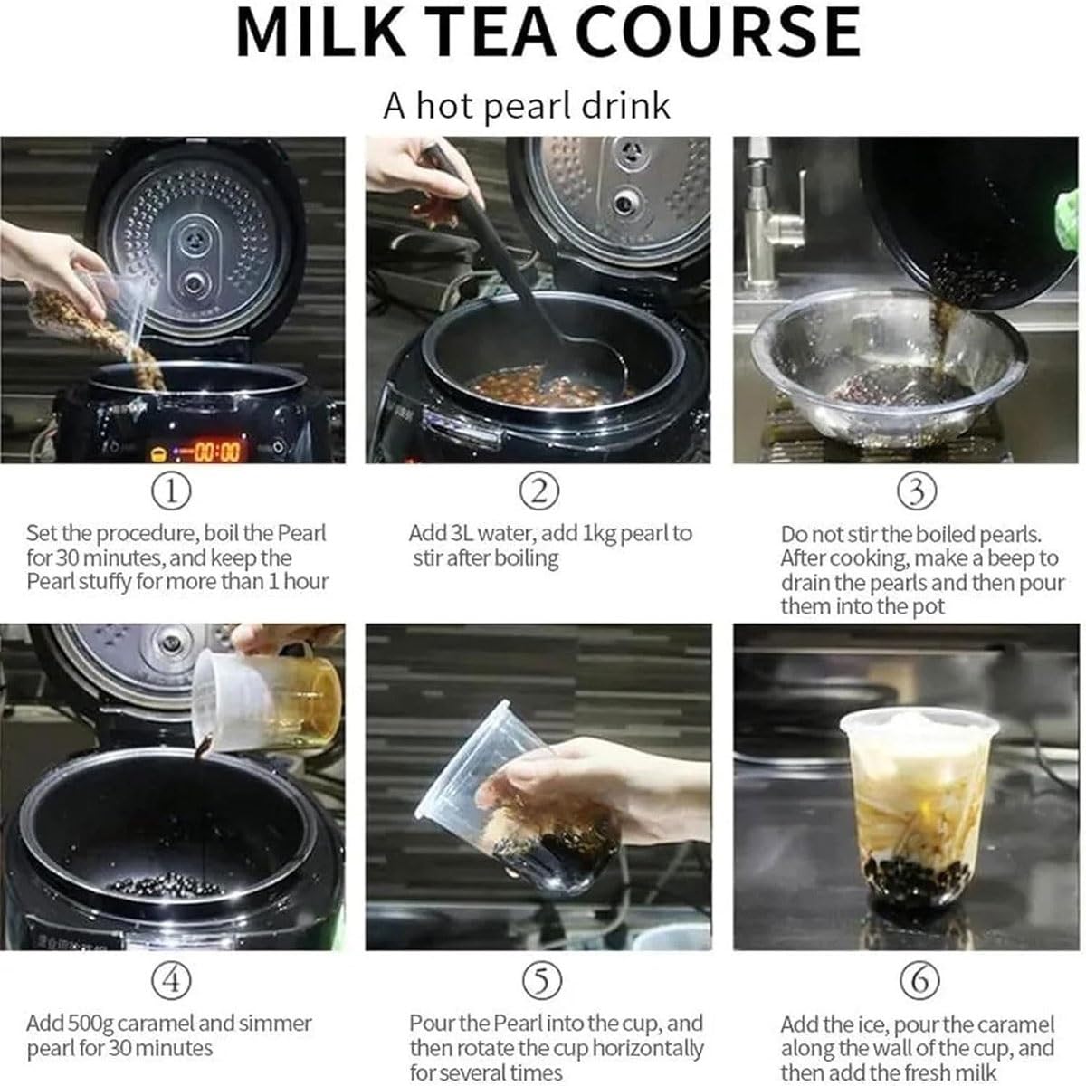 Machine à thé au lait Bubble Boba, machine commerciale de cuisson de perles de tapioca 5 L, chauffe-aliments en pot de perles, chauffage rapide 900 W, panneau de contrôle de température intelligent