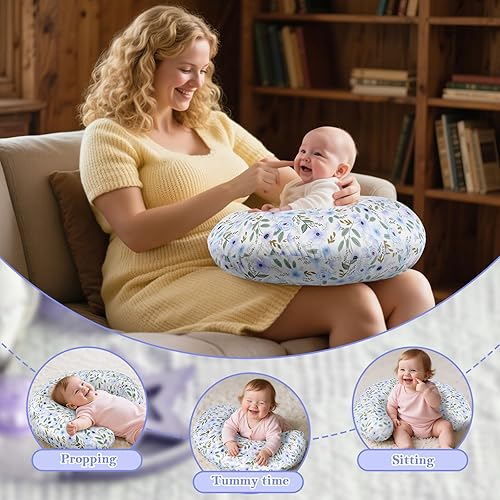 Miniatura 6 de Almohada de lactancia para lactancia materna y biberón, diseño ergonómico en forma de C con relleno transpirable y funda lavable extraíble, soporta