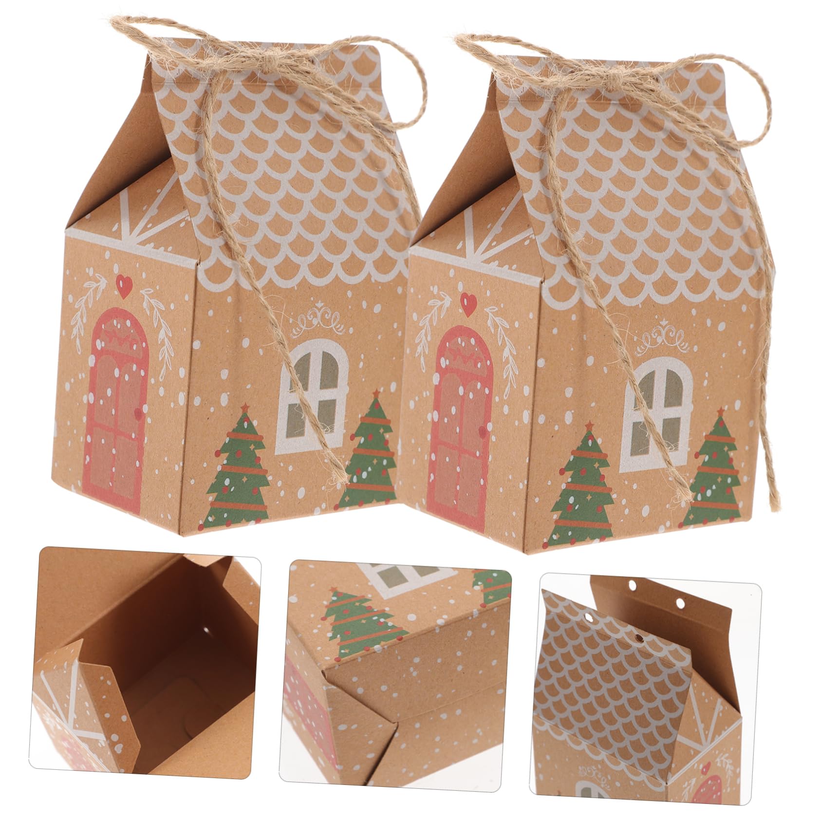 TOVINANNA 50satz Hausform Geschenkverpackungsboxen Anhängern und Kordeln aus Hochwertigem Kraftpapier Robust und Wiederverwendbar für Pralinen Süßigkeiten und Kleine Geschenke