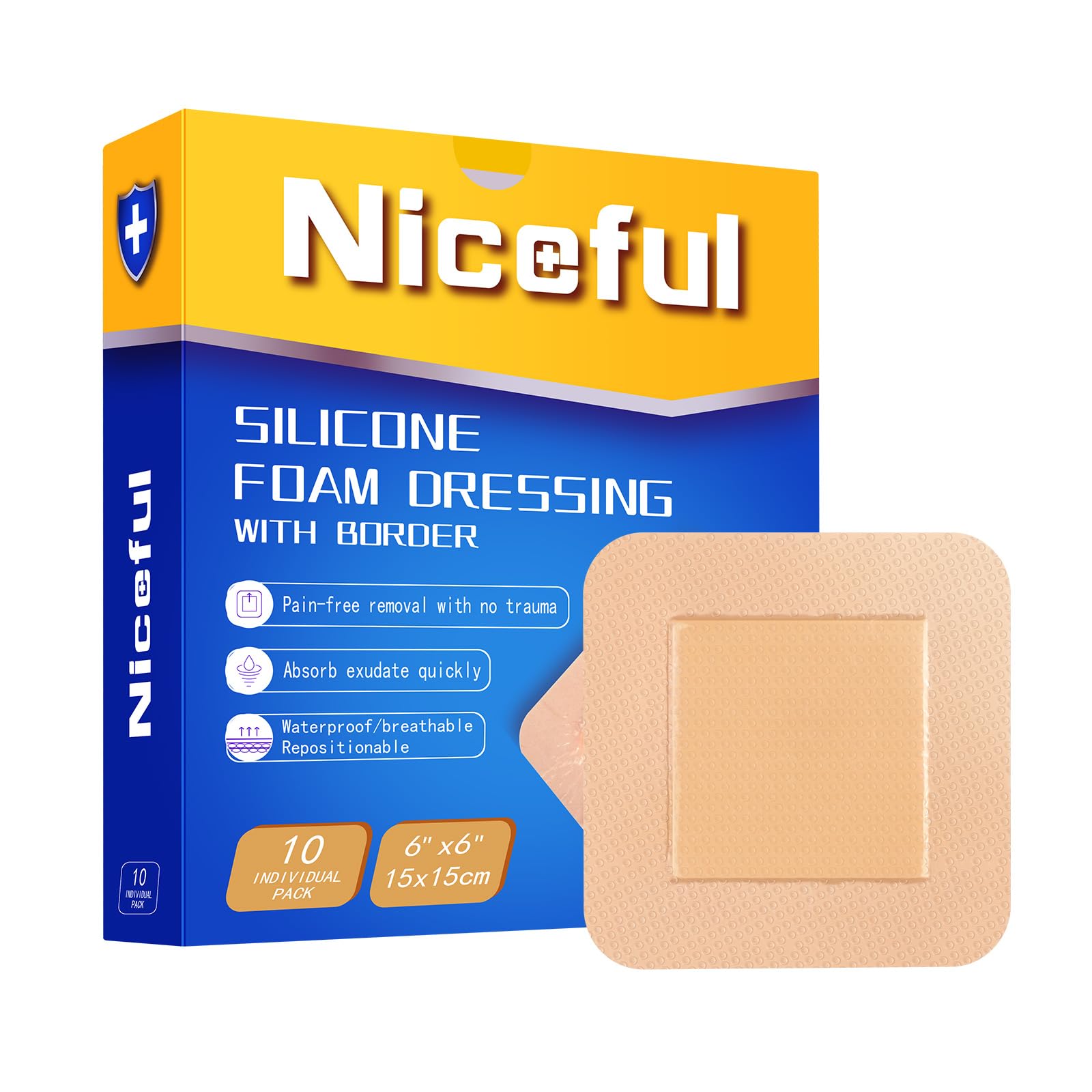 Silicone Foam Dressing with Gentle Adhesive Border 6