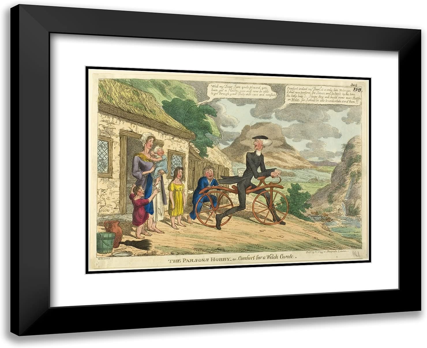ArtDirect Charles Williams 24x19 Black Modern Framed and Double Matted Art Print Titled The Parson's Hobby, or Comfort for a Welch Curate