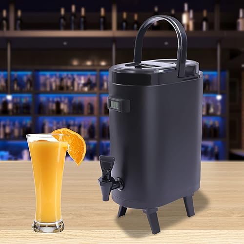 Miniatura 3 de Dispensador de bebidas aislado, dispensador de bebidas de acero inoxidable de 10 l2.64 galones con termómetro, dispensador de bebidas frías y