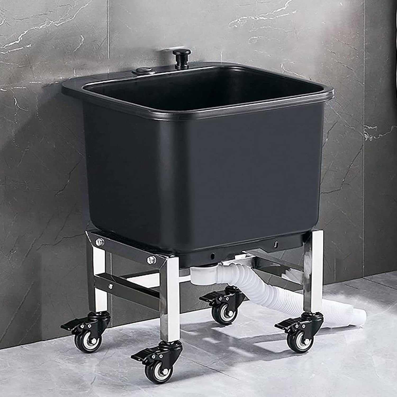 Fregadero Comercial con cubeta Profunda y Tina de Servicio extraíble con Ruedas, estación de Lavado Independiente para Garaje o Patio Trasero.