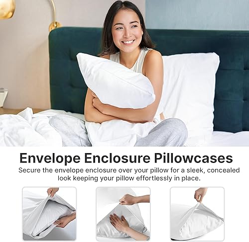 Miniatura 2 de Juego de 2 fundas de almohada Queen  Fundas de almohada suaves de calidad de hotel  Ropa de cama cómoda y de lujo para mujeres, hombres, niños y