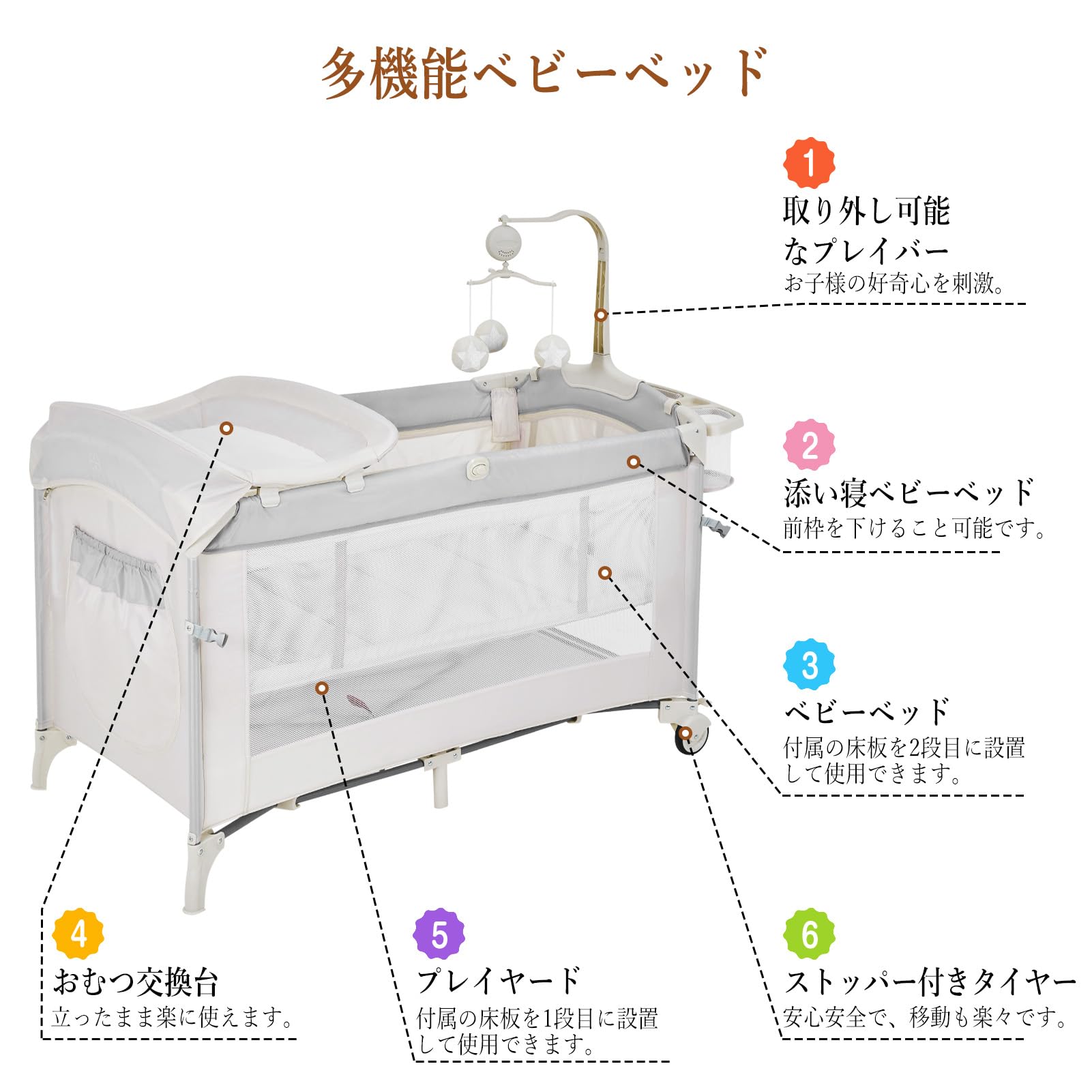 Amazon.co.jp: Thinkmax ベビーベッド 添い寝 新生児ベビーベッド