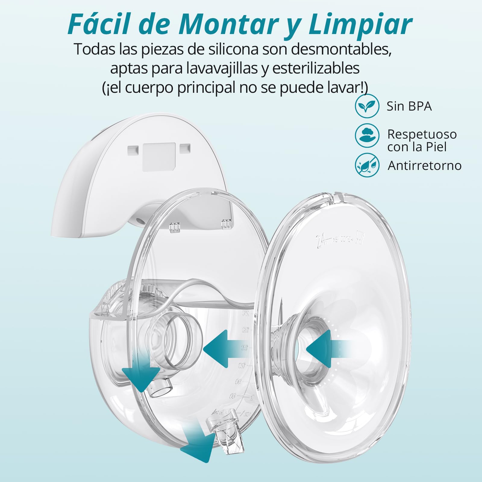 2 Piezas Sacaleches Eléctrico Manos Libres,con 4 Modos y 12 Niveles | Extractor de Leche Portátil Silenciosa Con Brida de 19/21/24 mm y Gran Capacidad de 210 ml, Diseño Antidesbordamiento