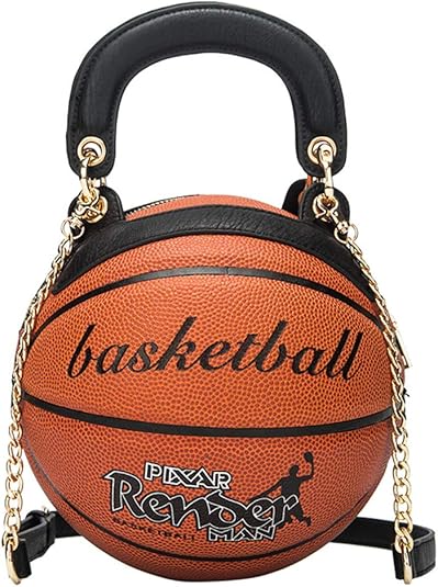 Basketball Shaped Handbags Purse Tote Round Shoulder Messenger Cross Body PU Bag Adjustable Strap for Women