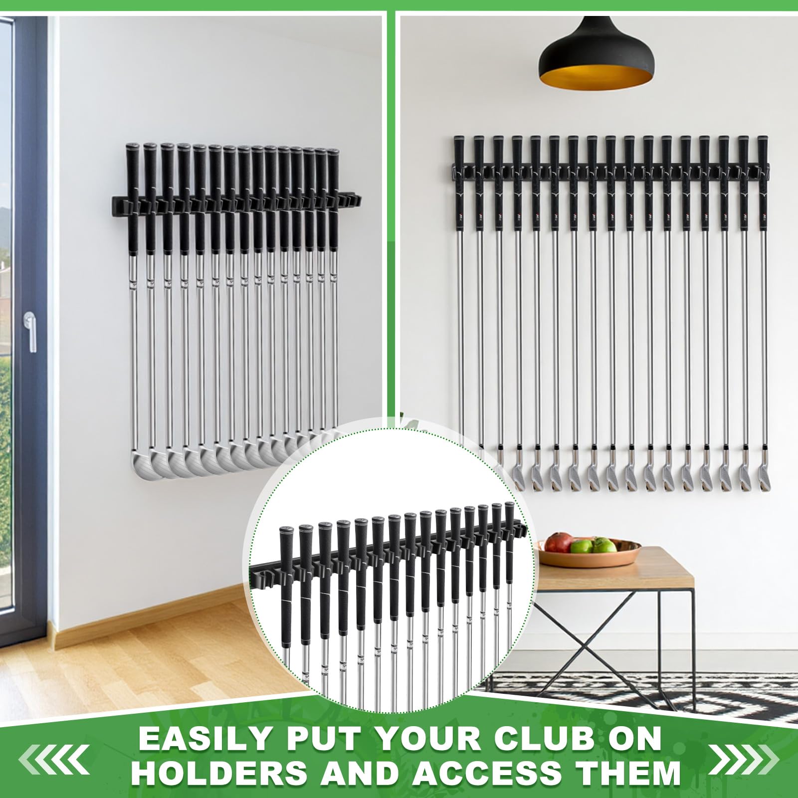 Blueweenly Wooden Golf Club Holder Wall Mount Golf Club Rack Hanger Organizer for Wall Display Garage Putters with Screws, Grip up Type