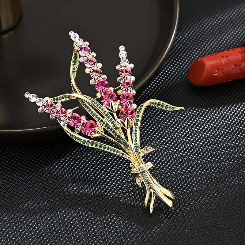 Image of Flower Brooch Pins for Women Rhinestone Red Pin Blazer Dress Denim Jacket Lapel Pin Wedding Holiday Gift Accessories