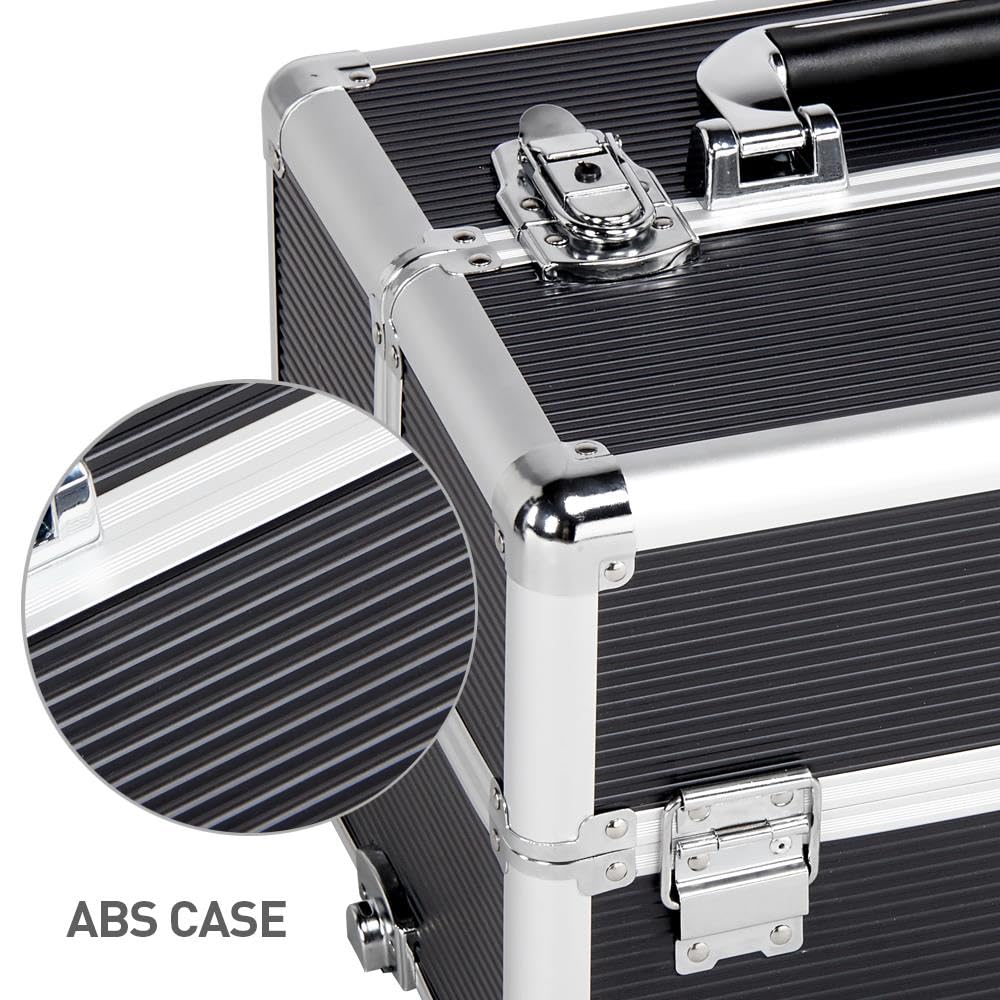 Yaheetech Valigia Porta Trucchi Trolley Estetista 4 in 1 Valigetta Make Up Beauty Case da Viaggio Grande con Ruote Girevoli Serrature Professionale 34 x 25,5 x 80 cm Nero